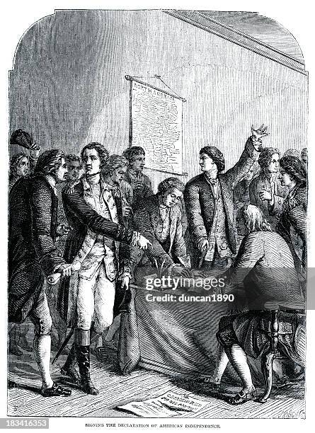 die unterzeichnung der erklärung von american independence - benjamin franklin stock-grafiken, -clipart, -cartoons und -symbole