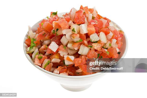 pico de gallo (fresh sauce) - red onion white background stock pictures, royalty-free photos & images