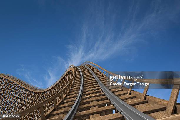 roller coaster - railroad track stock pictures, royalty-free photos & images