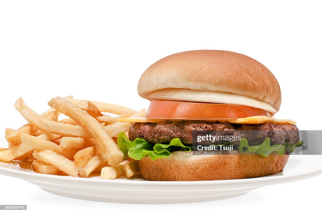 Cheeseburger and fries