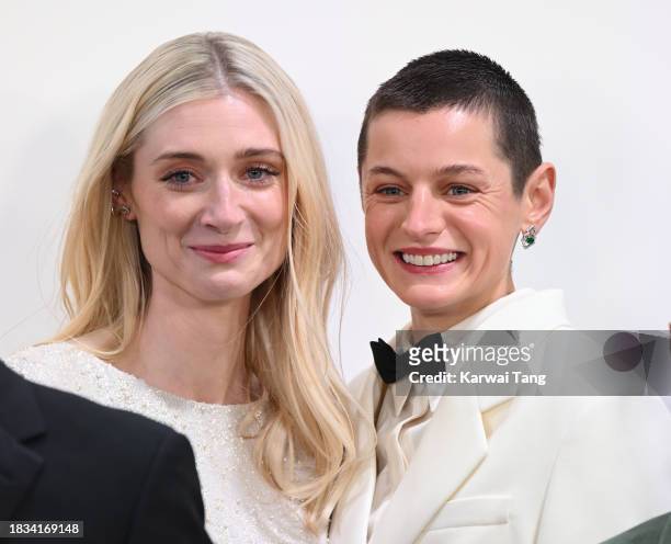 Elizabeth Debicki and Emma Corrin attend "The Crown" Finale Celebration at The Royal Festival Hall on December 05, 2023 in London, England.