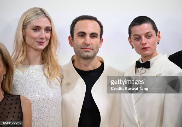Elizabeth Debicki, Khalid Abdalla and Emma Corrin attend "The Crown" Finale Celebration at The Royal Festival Hall on December 05, 2023 in London,...