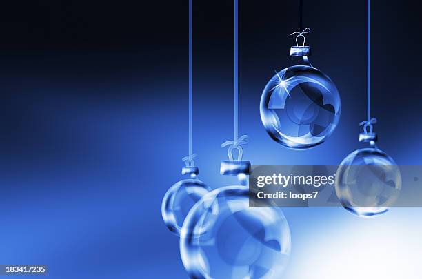 christmas ornaments - blue baubles stock pictures, royalty-free photos & images