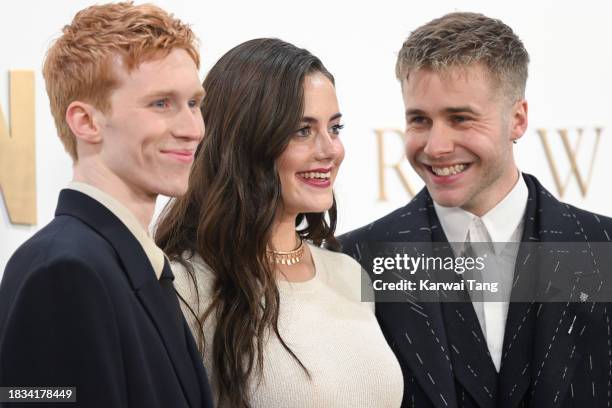 Luther Ford, Meg Bellamy and Ed McVey attend "The Crown" Finale Celebration at The Royal Festival Hall on December 05, 2023 in London, England.