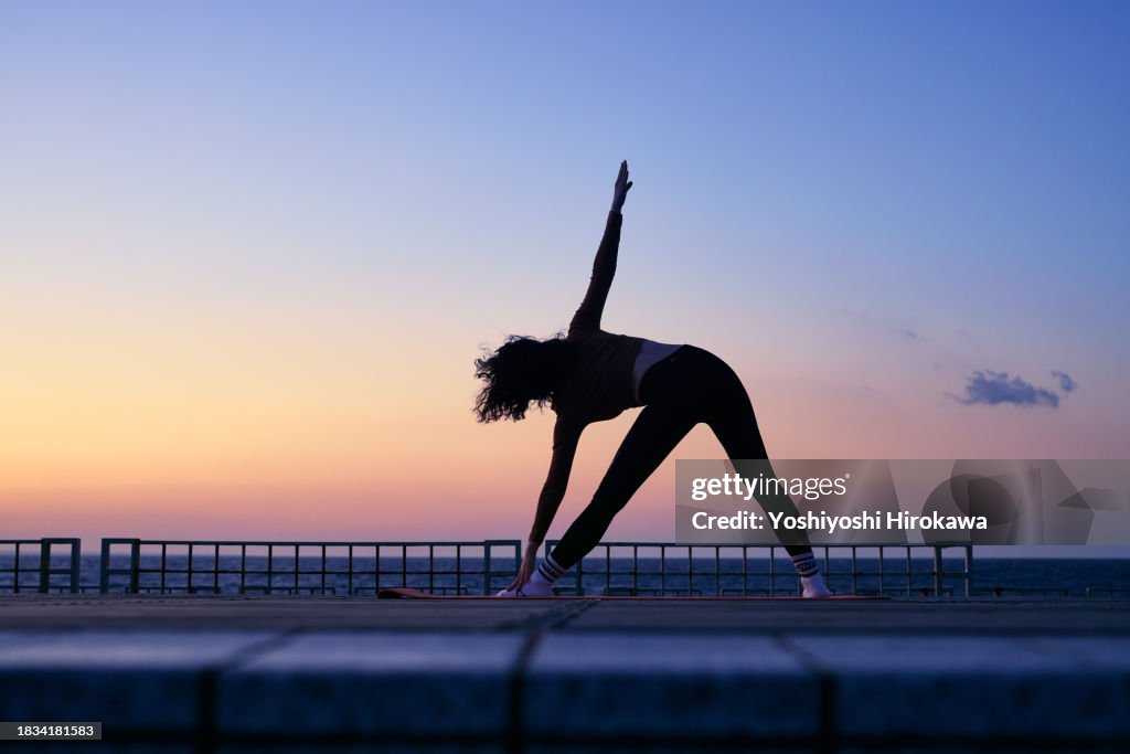 Outdoor fitness before sunrise