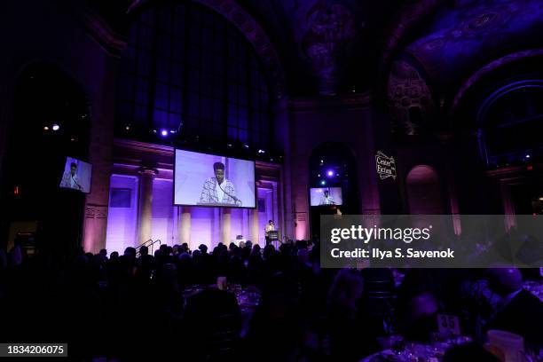 Tyriek White speaks onstage at The Center for Fiction 2023 Annual Awards Benefit at Cipriani 25 Broadway on December 05, 2023 in New York City.