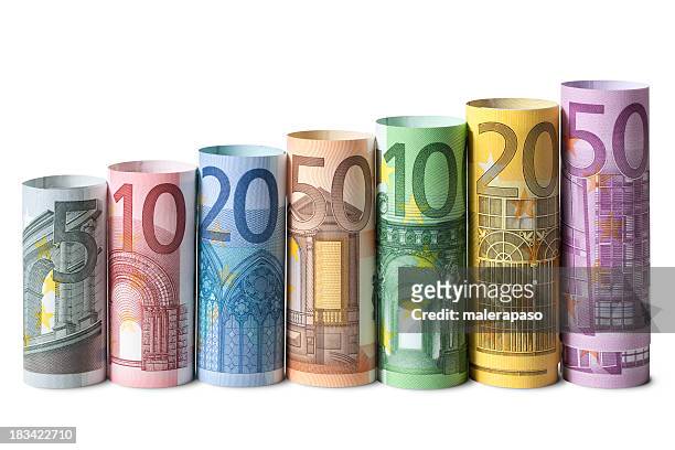 rolled up euro banknotes - a e bildbanksfoton och bilder