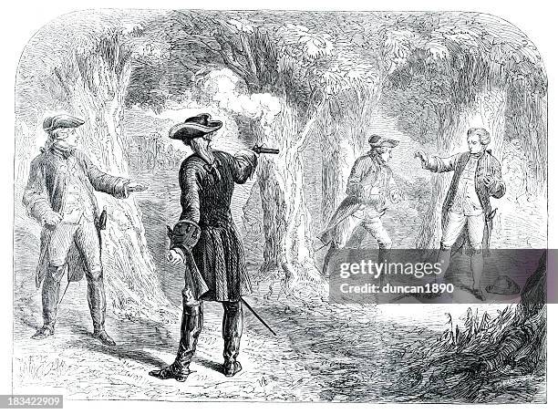 duel between john wilkes and samuel martin - highwayman stock illustrations