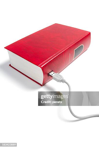 book with usb socket - bandbreedte stockfoto's en -beelden