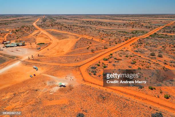 three state borders meet at cameron corner, australia - driving car australia road copy space sunlight travel destinations colour image day getting stock pictures, royalty-free photos & images