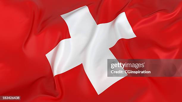 majestic switzerland flag - swiss culture stock pictures, royalty-free photos & images