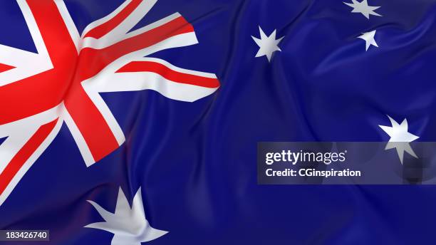 majestic australische flagge - australische flagge stock-fotos und bilder