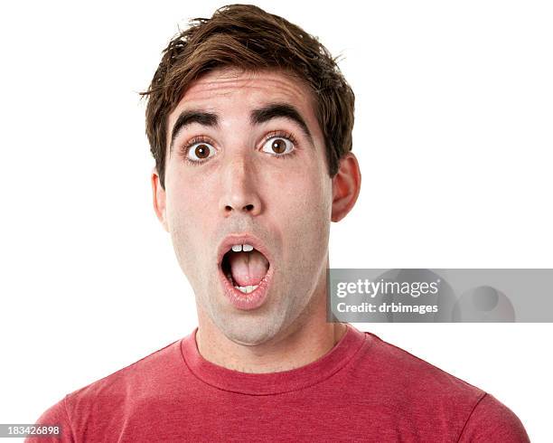 shocked jadeo joven - boca abierta fotografías e imágenes de stock