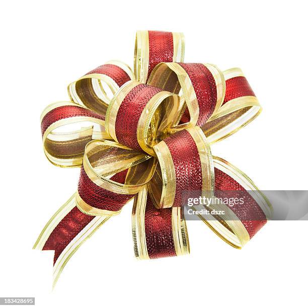 red and gold fancy gift bow - tape strip stock pictures, royalty-free photos & images