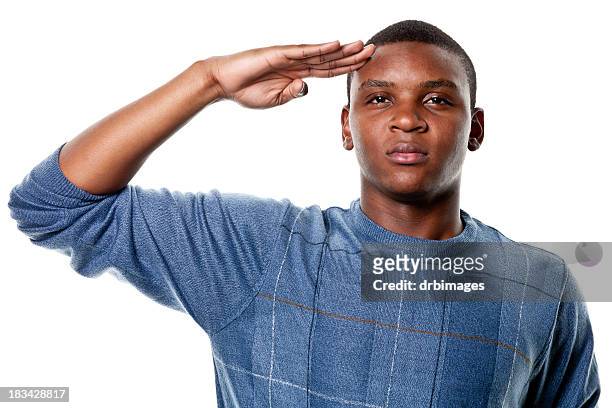 male portrait - saluting 個照片及圖片檔