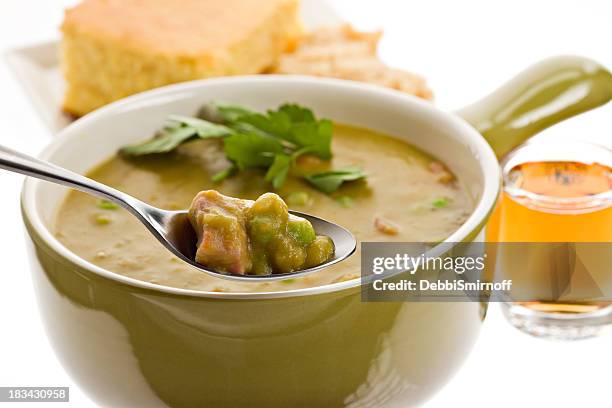 split pea soup meal isolated - honey ham stock pictures, royalty-free photos & images