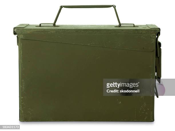 ammunition box isolated on white - metal box stock pictures, royalty-free photos & images