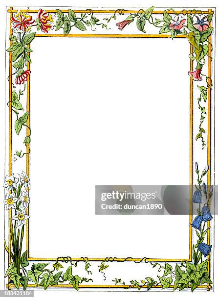 flower ivy victorian border - victorian frame stock illustrations