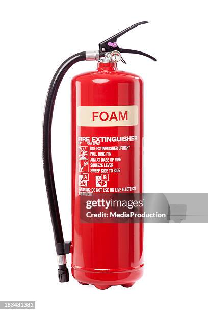 foam fire extinguisher - extinguishing stockfoto's en -beelden