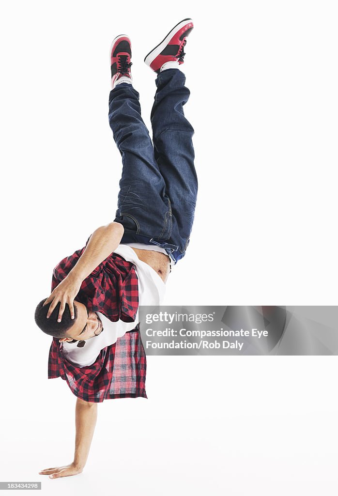 Man doing handstand
