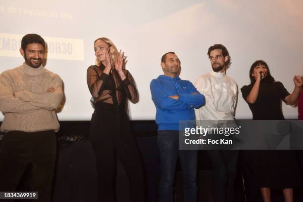 Director/actor Salim Kechiouche, Nora Arnezeder, Zinedine Soualem, Kevin Mischel and Carima Amarouche attend the "L'Enfant Du Paradis" Premiere at Le...
