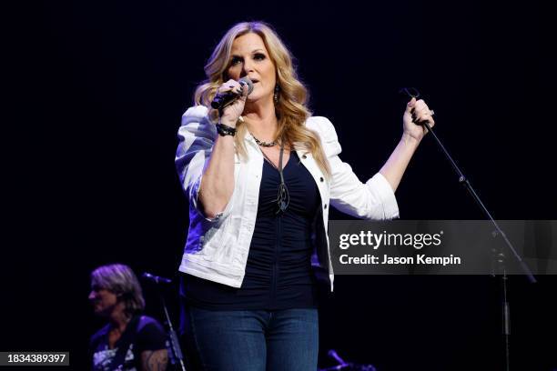 Trisha Yearwood performs onstage for All for the Hall a concert hosted by Keith Urban and Vince Gill benefiting the Country Music Hall of Fame and...