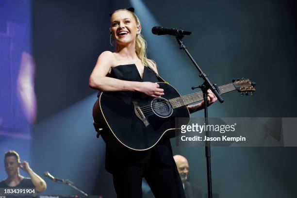Kelsea Ballerini performs onstage for All for the Hall a concert hosted by Keith Urban and Vince Gill benefiting the Country Music Hall of Fame and...