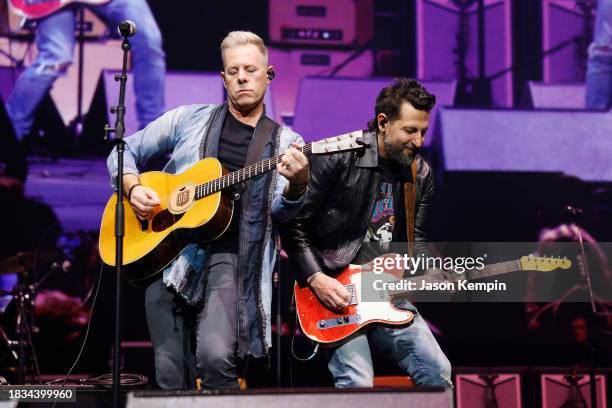 Trevor Rosen and Matthew Ramsey of Old Dominion perform onstage for All for the Hall a concert hosted by Keith Urban and Vince Gill benefiting the...