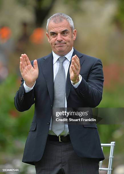 Ryder Cup captain Paul McGinley, looks on during the final days singles matches at the Seve Trophy at Golf de Saint-Nom-la-Breteche on October 5,...
