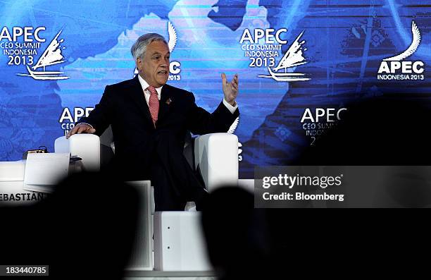 Sebastian Pinera, president of Chile, speaks during a panel discussion at the Asia-Pacific Economic Cooperation CEO Summit in Nusa Dua, Bali,...