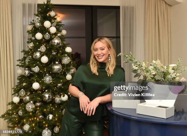 Hilary Duff attends the Below 60° Festive Cocktail Reception at The Maybourne Beverly Hills on December 5, 2023 in Beverly Hills, California. Hosted...