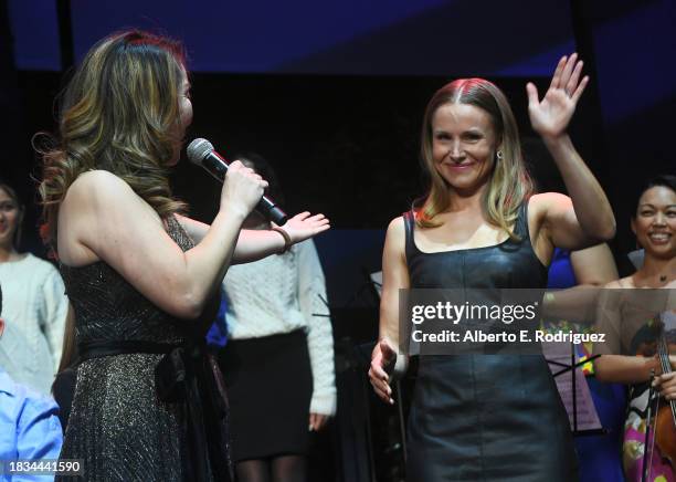 Lydia Lee and Kristen Bell attend the Education Through Music Los Angeles 18th Annual Benefit Gala at Skirball Cultural Center on December 05, 2023...