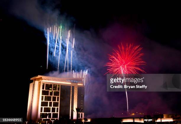 Fireworks show is seen during the Durango Casino and Resort grand opening on December 05, 2023 in Las Vegas, Nevada.