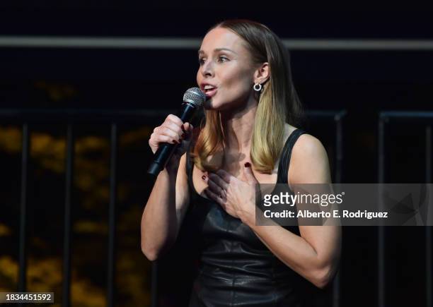 Kristen Bell performs at the Education Through Music Los Angeles 18th Annual Benefit Gala at Skirball Cultural Center on December 05, 2023 in Los...