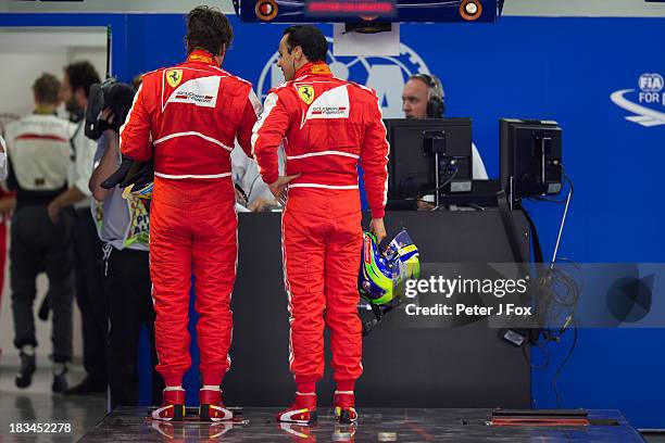 Felipe Massa of Brazil and Ferrari with Fernando Alonso of Spain and Ferrari during the Korean Formula One Grand Prix at Korea International Circuit...