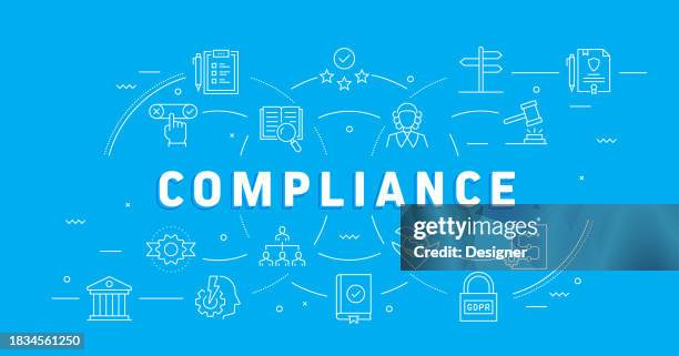 compliance related banner design for web page, headline, brochure, annual report and book cover - intuitive stock illustrations