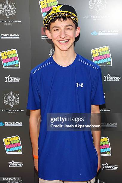 Professional skateboarder Mitchie Brusco attends the 10th Annual Stand Up For Skateparks Benefiting The Tony Hawk Foundation on October 5, 2013 in...