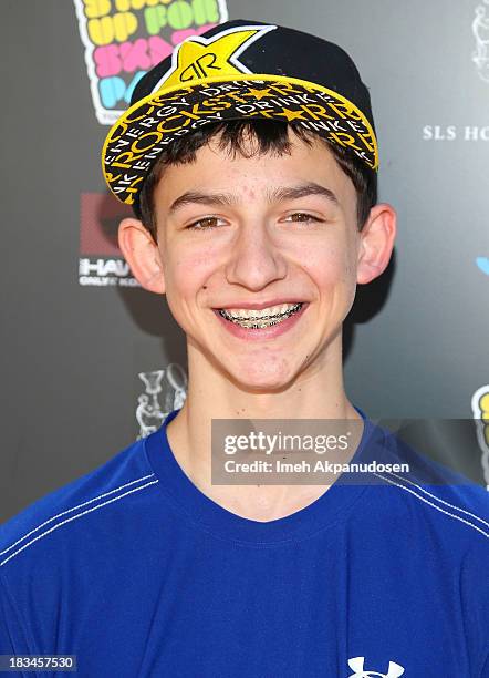 Professional skateboarder Mitchie Brusco attends the 10th Annual Stand Up For Skateparks Benefiting The Tony Hawk Foundation on October 5, 2013 in...