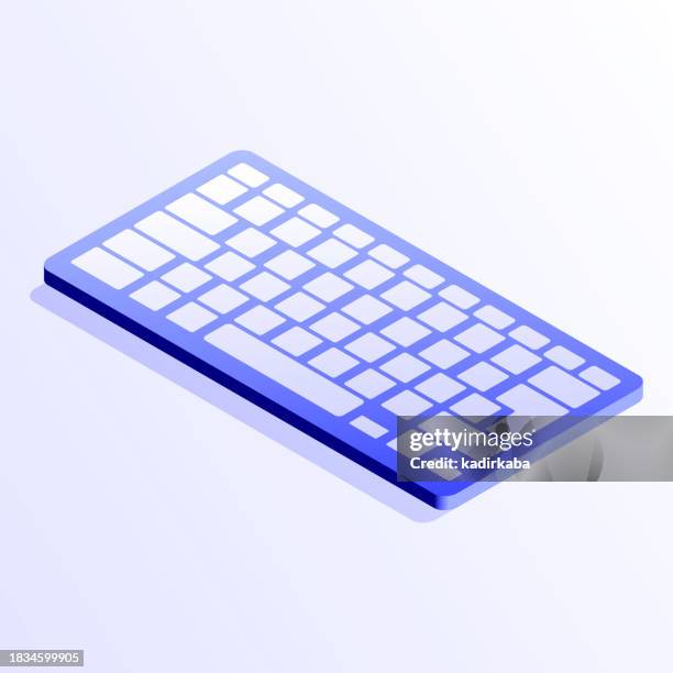 ilustrações de stock, clip art, desenhos animados e ícones de computer keyboard icon design, three dimensional and isometric drawing. computer, microchip, cpu, external hard disk drive, memory card, mother board, hard drive, ram. - dispositivo de input
