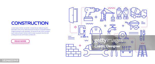 construction related banner design for web page, headline, brochure, annual report and book cover - water pump stock illustrations