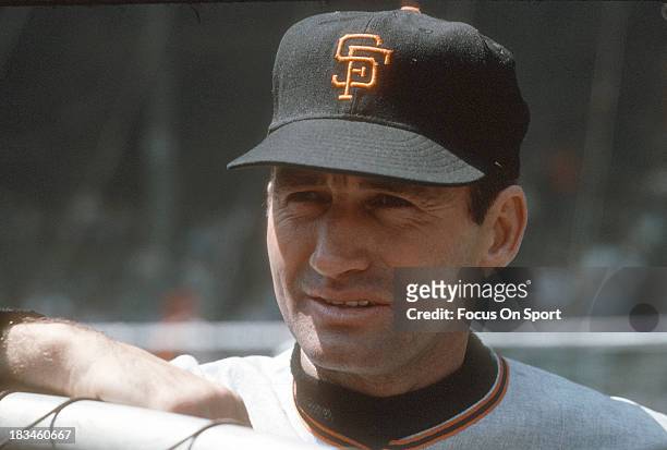 Manager Alvin Dark of the San Francisco Giants looks on during batting practice prior to a Major League Baseball game circa 1963. Dark managed for...