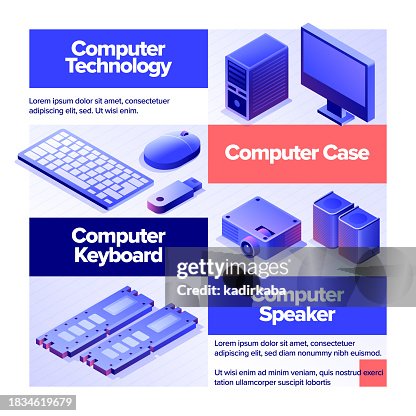 Computer technology icon set banner design, three dimensional and isometric drawing. Computer, microchip, cpu, external hard disk drive, memory card, mother board, hard drive, computer keyboard, ram. Computer technology icon set banner design, three dimensional and isometric drawing. Computer, microchip, cpu, external hard disk drive, memory card, mother board, hard drive, computer keyboard, ram.