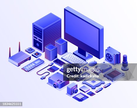Computer technology icon set design, three dimensional and isometric drawing. Computer, microchip, cpu, external hard disk drive, memory card, mother board, hard drive, computer keyboard, ram. Computer technology icon set design, three dimensional and isometric drawing. Computer, microchip, cpu, external hard disk drive, memory card, mother board, hard drive, computer keyboard, ram.