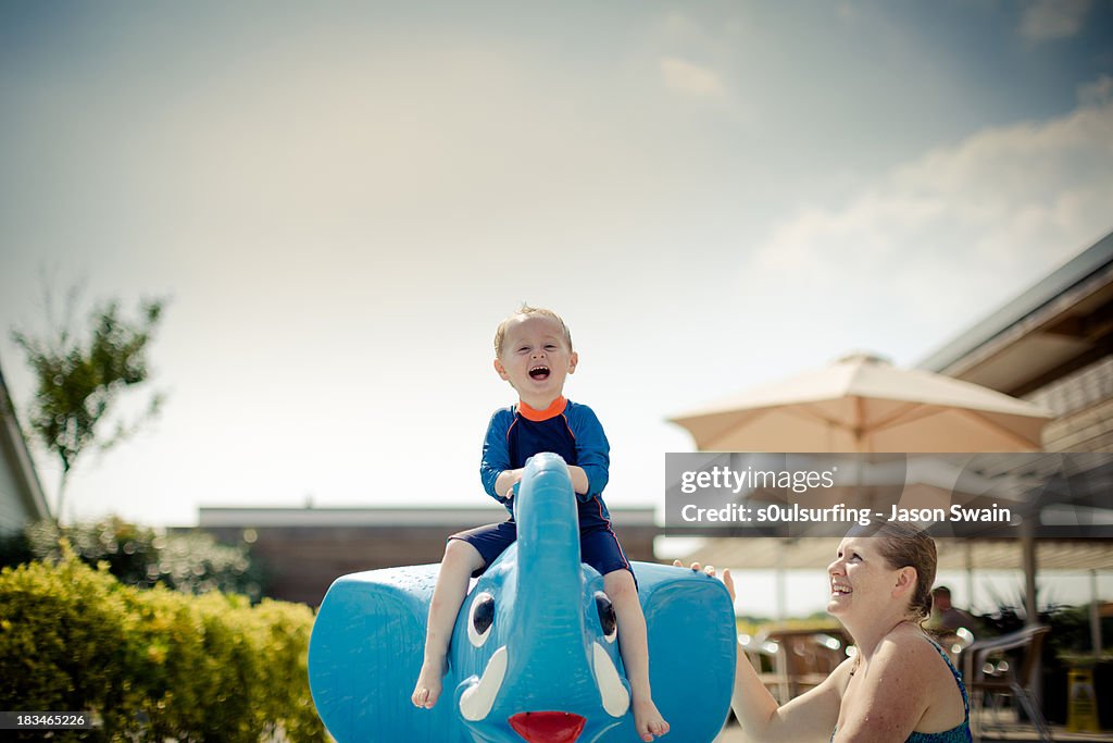 Family fun by the pool