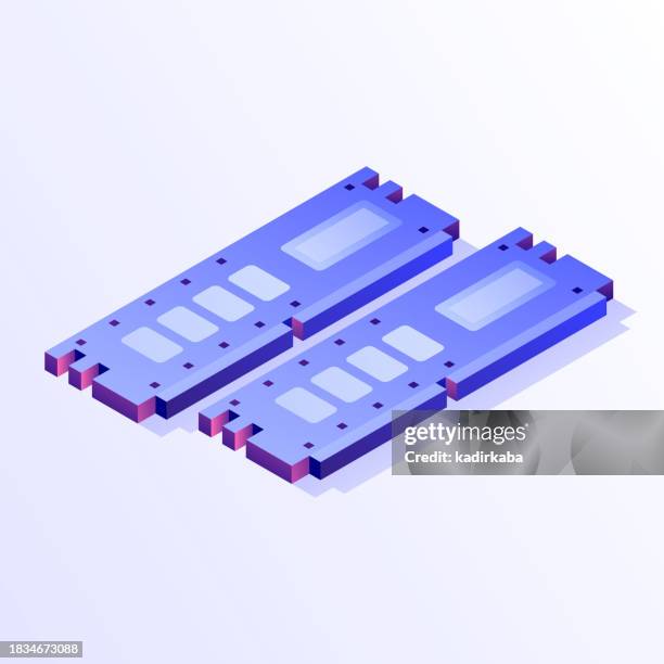random access memory icon design, three dimensional and isometric drawing. - external hard disk drive stock illustrations