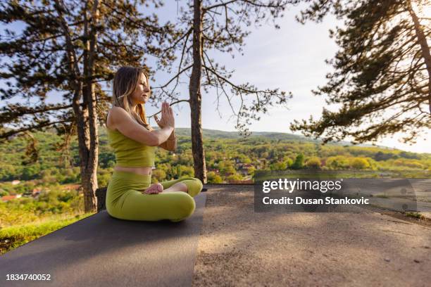 enchanting green yoga - green vest stock pictures, royalty-free photos & images