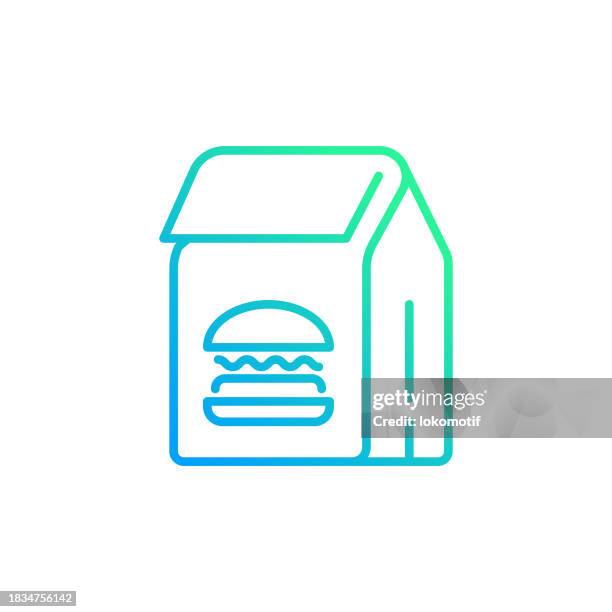 takeaway fast food gradient line icon. the icon is suitable for web design, mobile apps, ui, ux, and gui design. - packing lunch stock illustrations