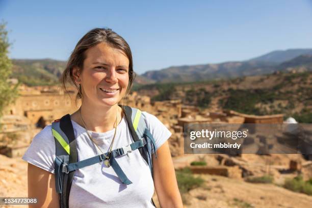group of tourists on hiking - atlas mountains morocco stock pictures, royalty-free photos & images