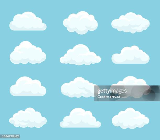 wolken-set - nur himmel stock-grafiken, -clipart, -cartoons und -symbole