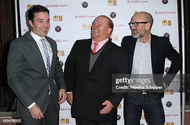 Comedian and TV personality Jimmy Fallon, chef and TV personality Mario Batali and musician Michael Stipe attend 2nd Annual Mario Batali Foundation...